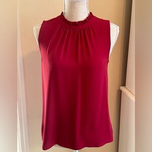 Loft Red Tie-Neck Top